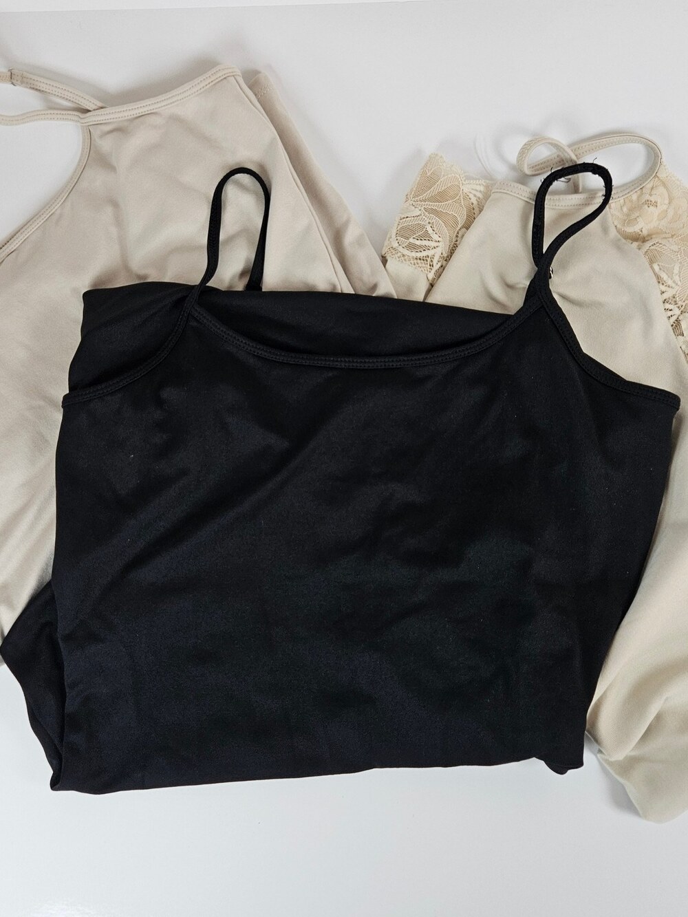 White House Black Market Camisole Tank Top Lot 3 Black Beige Women's Size Medium